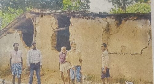 Houses of villagered damaged by wild elephants